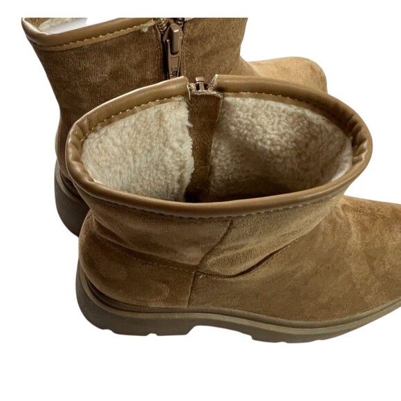 Nobo Chunky Fleece Lined Lug Sole Ankle Boots  Size 9  Cognac Y2K Inspired - Picture 4 of 10